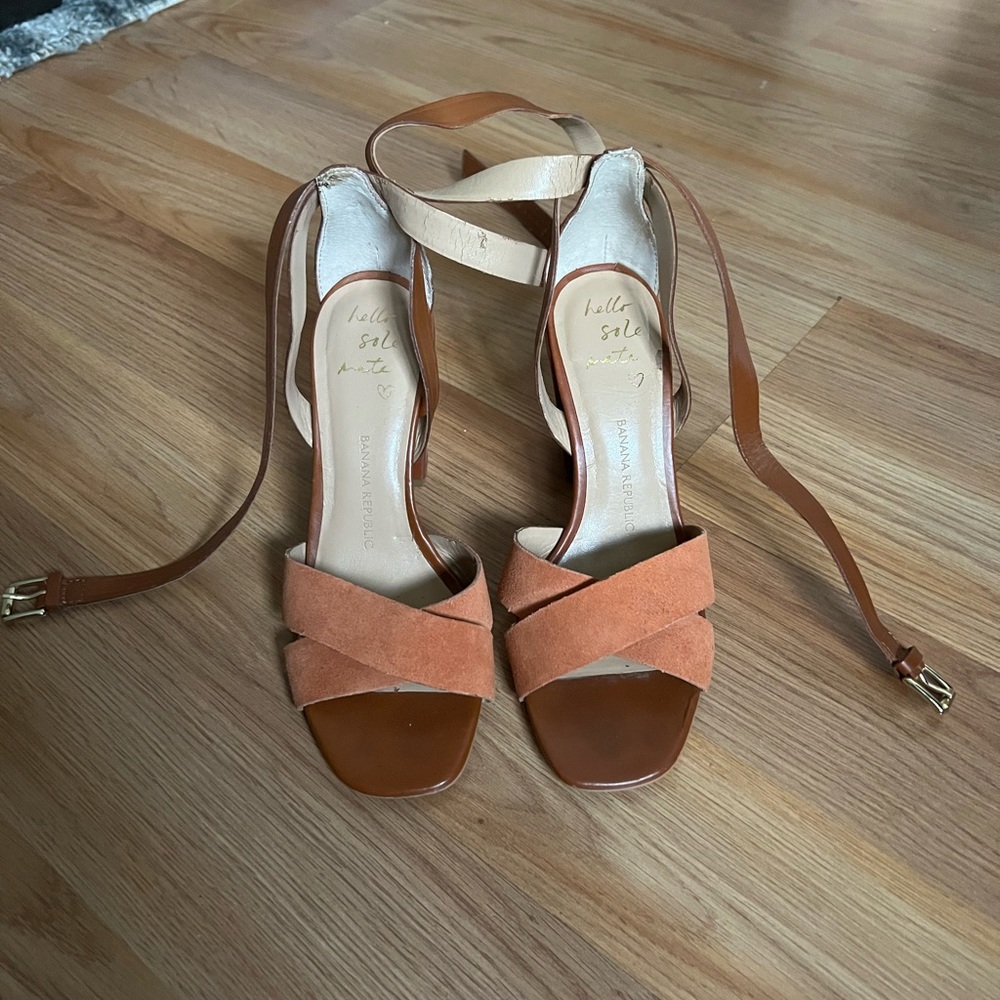 Brown heel sandals